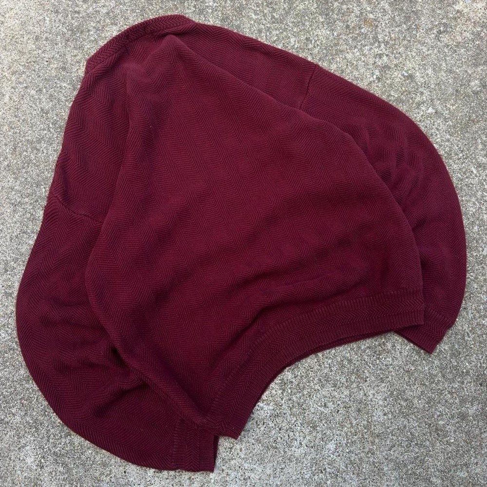 Vintage 90s Chaps Ralph Lauren Textured Knit Crewneck Sweater Burgundy L (g5b) - Picture 5 of 7